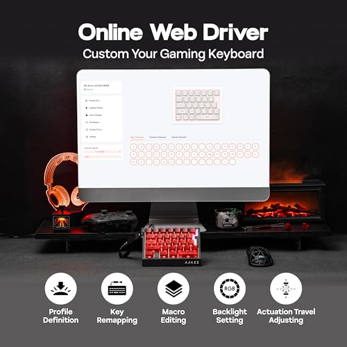 MechLands AJAZZ AK029 One Handed Gaming Keyboard, 8Khz Polling, 29 Keys Rapid Fast Wired Keyboard, SOCD & DKS, Magnetic Switch, Adjustable Actuation, RGB Backlits, Aluminum Plate (Red Transparent) - color: Red Transparent