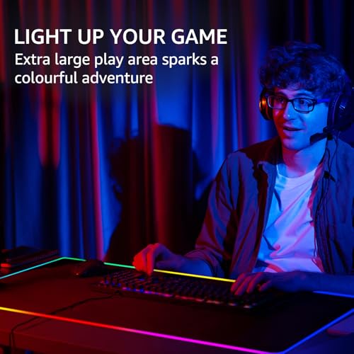 KTRIO RGB Large Gaming Mouse Pad, 35.4 x 15.7 in, RGB Black, XXXL | Smooth Micro-Weave Surface, RGB Lighting Design, Non-Slip Rubber Base, Durable Stitched Edges, Office & Home Use - color: RGB Black, size: 35.4l x 15.7w Inches