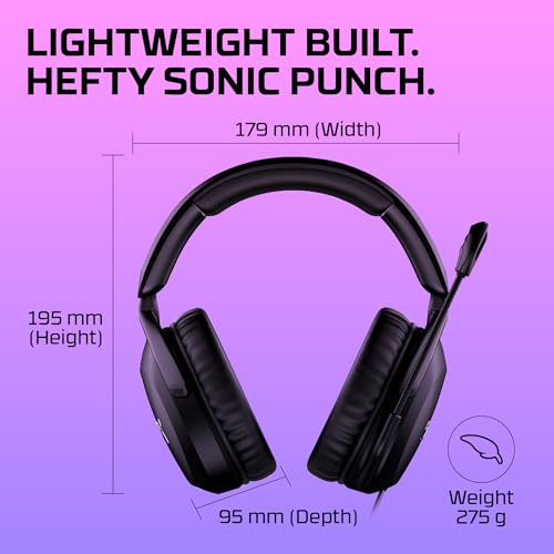 HyperX Cloud Stinger 2 – Gaming Headset, DTS Headphone:X Spatial Audio, Lightweight Over-Ear Headset with mic, Swivel-to-Mute Function, 50mm Drivers, PC Compatible, Black - color: Black, size: Wired, style: Wired