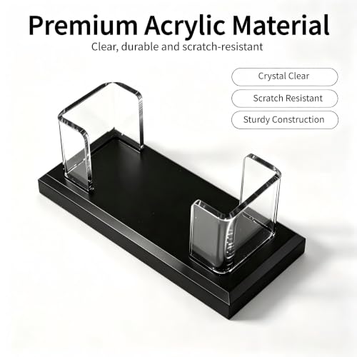 Acrylic Business Card Holder, Black, Clear Horizontal 1 Slot Desktop Organizer, 60 Card Capacity, Display Stand for Desk (M) - size: M