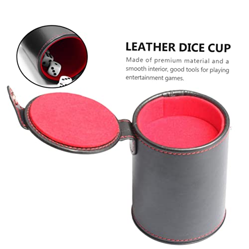 WOONEKY 1set Leather Dice Shaking Cup Lid Professional Dice Storage Container for Games Pu Leather Double-Layer Design for Family Entertainment and Travel