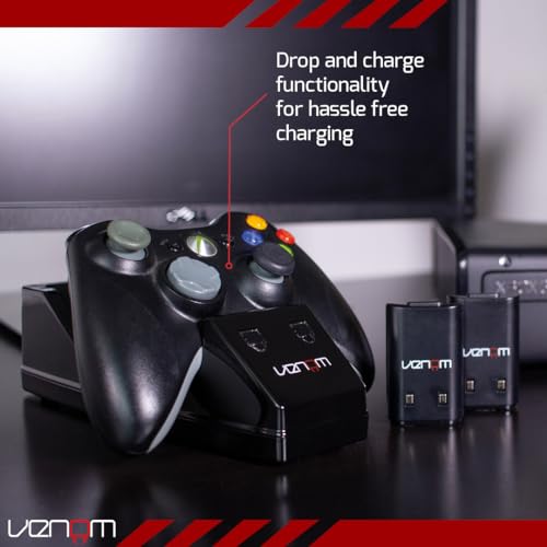 Venom Xbox 360 Twin Docking Station with 2 x Rechargeable Battery Packs: Black (Xbox 360)