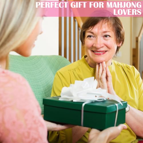 Ceenna American Mahjong Set Complete 160 Pcs Tile/Pushers/Carrying Bag/dice/Chips, 1.2 Inch Rose Pink Back Melamine Mahjong Tiles, Hand Carved Pattern for Adult Mah Jong, Beginners - style: Vitality