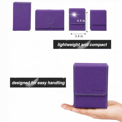 MTG Deck Box with Commander Display Window (Purple&Green, 1 window) | Holds 120 Single/100 Double-Sleeved Cards, Fit MTG/PTCG/OPTCG Cards, Strong Magnet, PU Leather, With 2 Dividers & 1 Toploader - color: Purple and Green