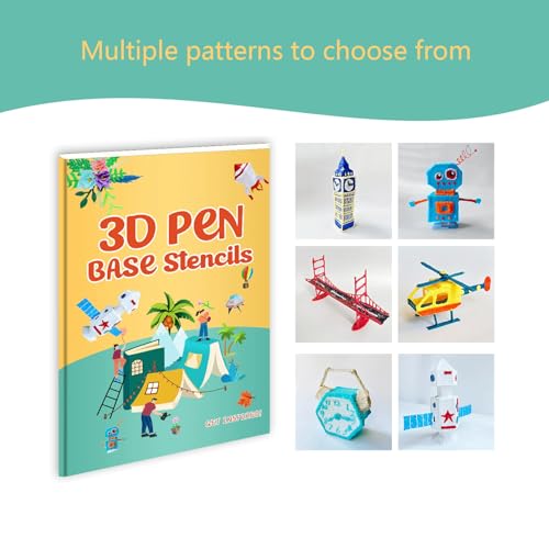 3D Printer Drawing Molds Paper Stencils for 3D Printing Pen,Reusable Graffiti Template,3D Pen Paper Stencils,42 Sheets 65 Patterns with PVC Transparent Board.(Large) - size: Large