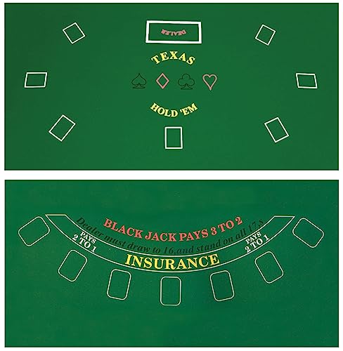 DA VINCI 2 Sided Texas Holdem and Blackjack Casino Felt Layout 36 Inch x 72 Inch
