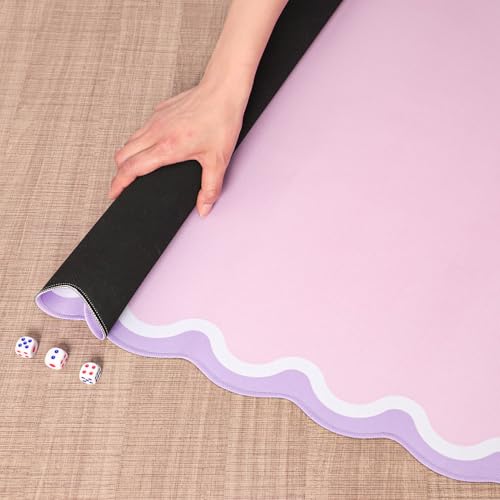 TIASUSAN Pink Mahjong Mat (31.5” x 31.5”) with Black Carrying Bag, Anti-Slip, Noise-Reducing Table Cover for Mahjong, Poker, Board Games, Dominoes, and Card Games - color: Pink