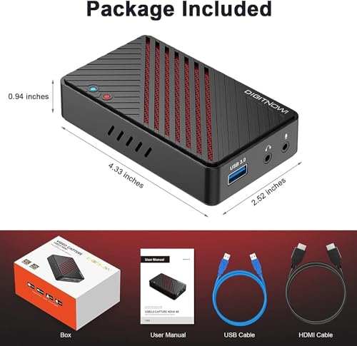 4K Video Capture Card, HDMI to USB3.0 Live Gamer Capture Card Full HD 1080P 60fps, Ultra-Low Latency for Streaming and Recording, Work with Nintendo Switch, PS5, PS4, Xbox One, PC