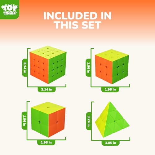 STEAM Life Speed Cube Set 4 Pack Magic Cube | Includes Speed Cubes 3x3, 2x2 Speed Cube, 4x4, Pyramid Cube, Smoothly Puzzle Cube Bundle Magic Cubes Collection for Kids & Adults - color: 4 Pcs