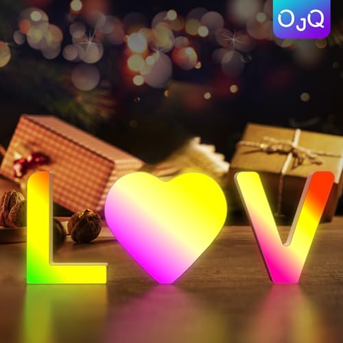 OJQ Light Up Letters LED Letter Room Decor Wall Decor Living Room Gifts | Boyfriend Home Decor Living Room Christmas Birthday Gifts for Girl Teen Girls Gifts Party Home Wall Decor-Heart - style: Letter-Heart