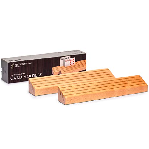 Yellow Mountain Imports Extra-Wide Solid Beechwood Playing Card Holders - Set of 2 - size: 13.8”