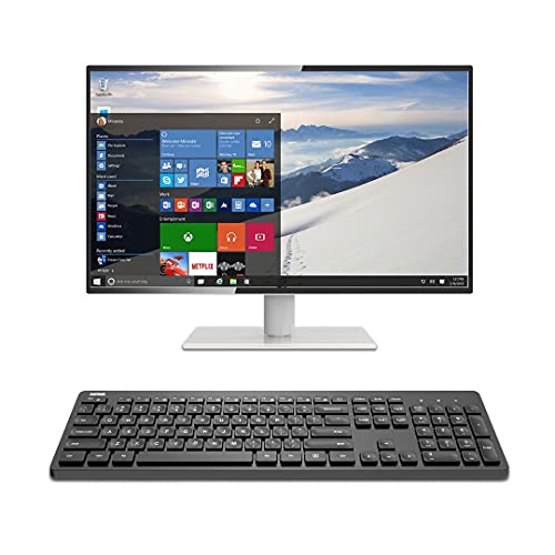 Arteck 2.4G Wireless Keyboard Ultra Slim Full Size Keyboard with Numeric Keypad and Media Hotkey for Computer/Desktop/PC/Laptop/Surface/Smart TV and Windows 11/10/ 8/7