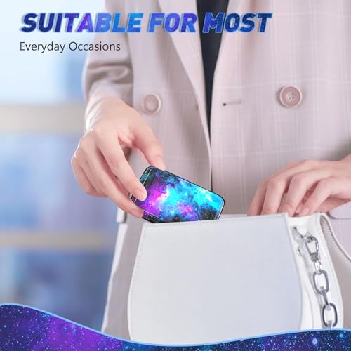 ToLuLu Credit Card Holder Slim Mini RFID Small Aluminum Card Wallet Galaxy | Blocking Metal Business Card Case, RFID Blocking Front Pocket Wallet Hard Case CC Holder for Men Women, Nebula - color: Galaxy Nebula