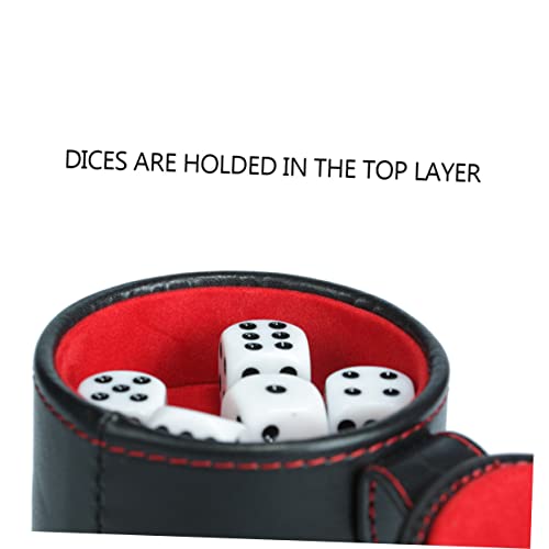 KESYOO Leather Double-Layer Dice Cup Set for Game Supplies PU Leather Storage Container Dices for Bar and KTV Fun