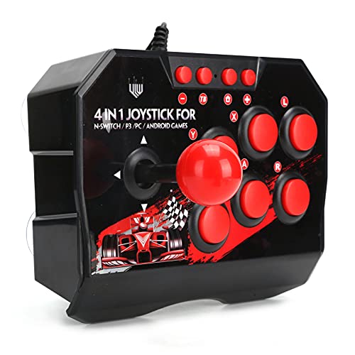 Fight Stick, Wired Joystick Features a Spherical Metal Joystick and 6 Round Control Buttons, Wired Joystick Games Accessories, Play All Types of Games