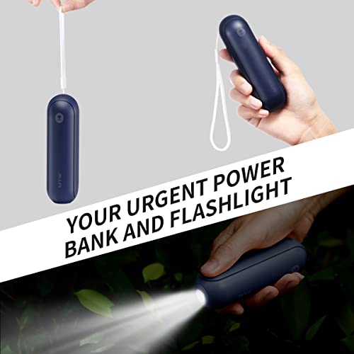 JISULIFE Portable Handheld Fan, 3 In 1-Fan, Power Bank, Flashlight, Blue | Mini Cooling Essential for Outdoor, Small, On-the-Go Pocket Hand Design, 19 Hours, Auto Shut-Off Safety Soft Blade - color: Blue