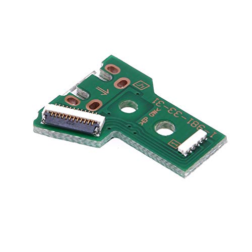 2PCs JDS-040 Replacement Micro USB Charging Port Adaptor Repair Part Charger Socket Board Module for PS4 Wireless Controller with 12 Pin Flex Cable, Tool Screw