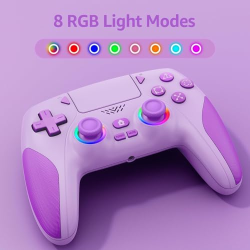 Kamylorus Wireless Controller for PS-5 PC, Hall Effect Controller with Paddles, Dual Vibration, Marco/Turbo Function, 3.5Mm Audio Jack, 6-Axis Motion Control,1000Mah Battery,Speaker,Purple