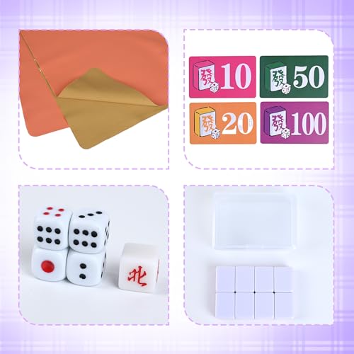 Chinese Small Mahjong Set, 144 Numbered Melamine 1.17" Size Tiles(Purple) and 8 Blank Tiles, with Carrying Travel Bag, English Instruction, Mahjong Mat, Pro Complete Mahjongg Game Set (Majiang) - color: Purple, size: 1.17 in