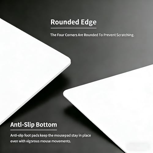 Glass Gaming Mouse Pad,White Hard Surface Gaming Mousepad,17.7‘’X15.7'' Tempered Glass Desk Mat,Ultra-Smooth Large Square Desk Mat,Improved Precision and Speed for Esports FPS Players - color: White