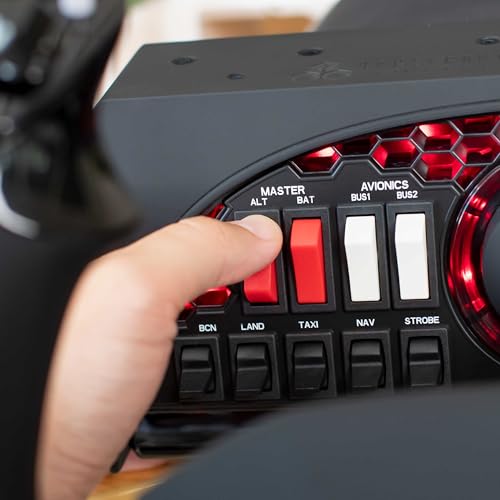 Honeycomb Alpha Flight Controls Yoke & Switch Panel — Flight Simulator Yoke w/ 180° Rotation, Steel Shaft, Ignition Switch, Fully-Equipped Handles, Dual Mounting — Compatible w/PC & Mac | Full 180 Degree Yoke Rotation, Steel Shaft with Dual Linear Ball Be