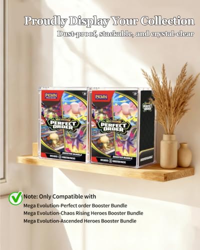 Booster Bundle Acrylic Case for Mega Evolution—Ascended Heroes/Perfect Order/Chaos Rising, N95 Magnetic Lid Clear Display Case, 5mm Thick Ptcg Protector Storage Box (Box Not Included)