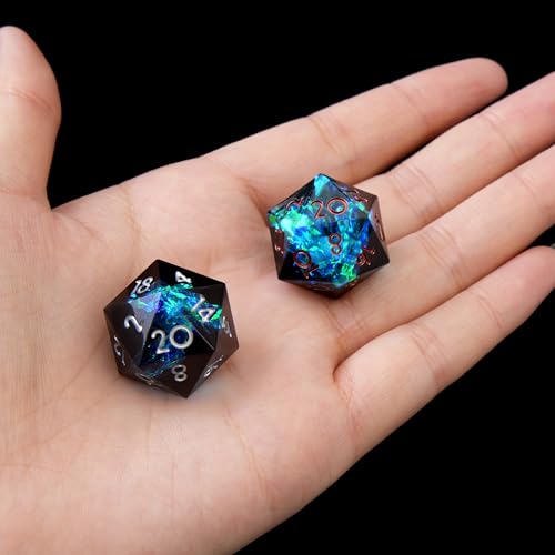 8PCS Sharp Edge DND Dice Set(Extra D20) for Dungeons and Dragons – 2×D20 D4 D6 D8 D10 D12 D10% – Handmade Polyhedral Resin Dice Multi-Sided Tabletop RPG Roleplaying Game(Blue Dark) - color: 8pcs-blue Dark