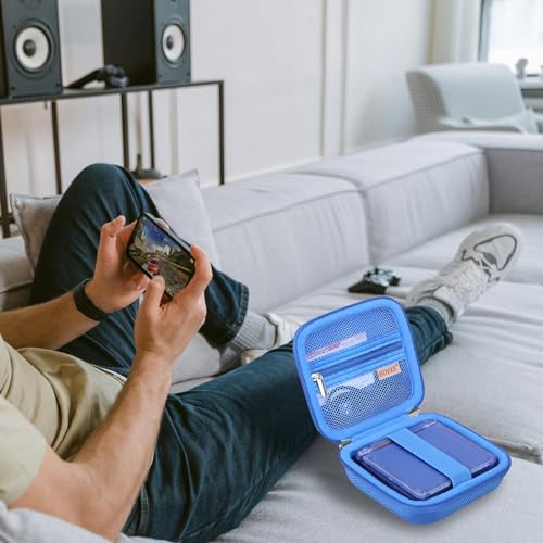 BOVKE Carrying Case Compatible with Anbernic RG35XXSP / RG34XX SP Handheld Game Console, Clamshell Retro Games Consoles Flip Hand-held System Holder with Mesh Pocket for Cables and Accessories, Blue - style: Blue Case