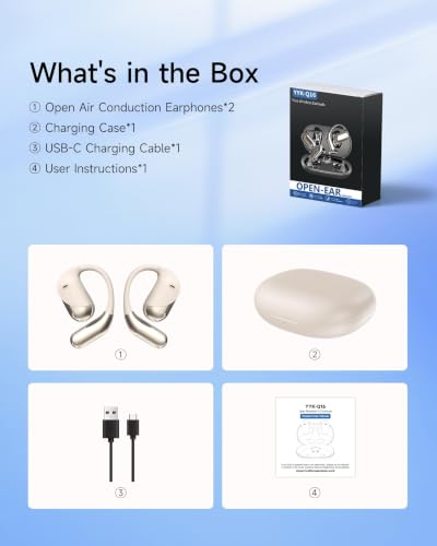 Ultra Open Ear Headphones, Over Ear Bluetooth Bone Conduction Earbuds | Bluetooth 6.1, LED Digital Display, 60H Playtime, IP55 Waterproof, Secure Earhooks for Running, Cycling & Workout - color: Light khaki
