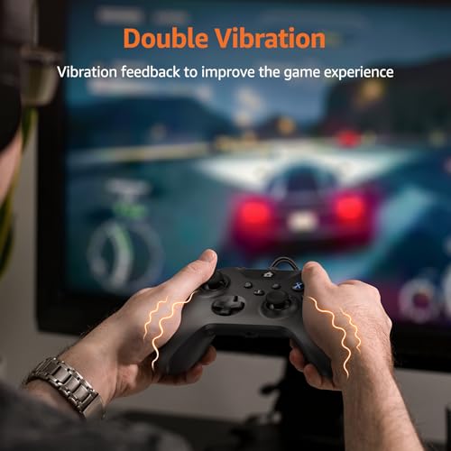 GMVOX Wired Controller for X-BOX-ONE,Compatible with X-BOX One&One S&X, X-BOX Series S&X, PC, IOS, Android Platforms, Gamepad with 3.5mm Audio Jack/Dual Vibration, Support Turbo Function,(Black) - color: Black