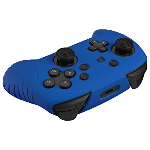 PlayVital Samurai Edition Ergonomic Silicone Skin Protective Case for Nintendo Switch Pro Controller, Soft Anti-slip Controller Grip Protector for Nintendo Switch Pro with Thumb Grip Caps - Blue - color: Blue