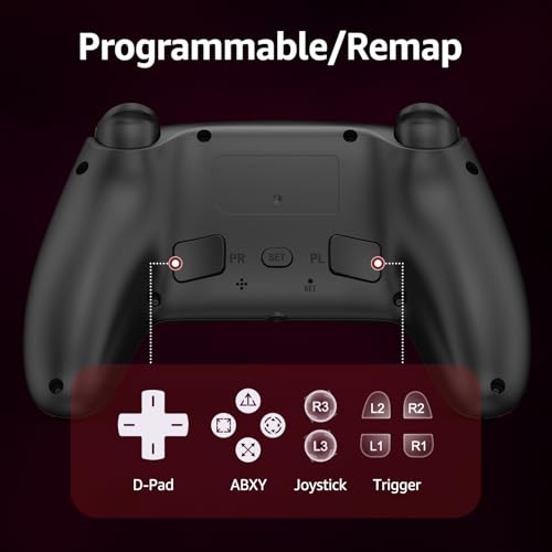 Kamylorus Wireless Controller for PS-5/PC, Gaming Controller for PC with Hall Effect, Programmable/Remap/Turbo, 3.5Mm Audio Jack, Dual Vibration, 6-Axis Motion Control Gamepad with Speaker(Black)