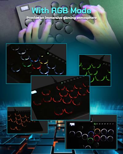Sehawei Haute42 Leverless Arcade Stick 16Keys All-Button Controller with Custom RGB & Turbo Functions,Arcade Fighting Stick Compatible with PC/Ps3/Ps4/Switch/Steam-Supports SOCD - color: M16 Black
