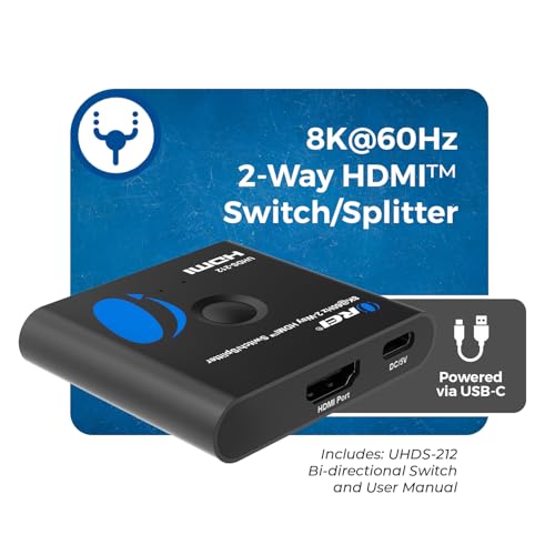 OREI 8K Bi-Directional HDMI Switch 2x1/1x2 – 8K@60Hz, 4K@60Hz, 40Gbps, HDCP 2.3, HDR10+, Dolby Vision (UHDS-212) | OREI 8K Bi-Directional HDMI Switch 2x1/1x2 – 8K@60Hz, 4K@60Hz, 40Gbps, HDCP 2.3, HDR10+, Dolby Vision