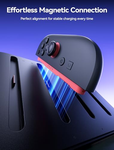 JSAUX Joy-Con Charger for Nintendo Switch 2, 4-in-1 Magnetic Charging Dock | LED Charging Indicator, Adjustable Stand, Fast Magnetic Charging, USB C Cable Included