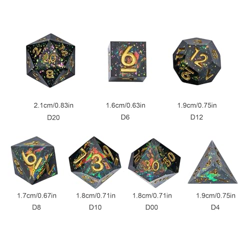 7PCS DND Dice Set,Handmade Sharp Edge Dice Set D&D RPG Polyhedral Die,for Dungeons and Dragons TTRPG Games Roleplaying Games Pathfinder,with Gift Box(Blue Starry Sky) - color: Blue Starry Sky
