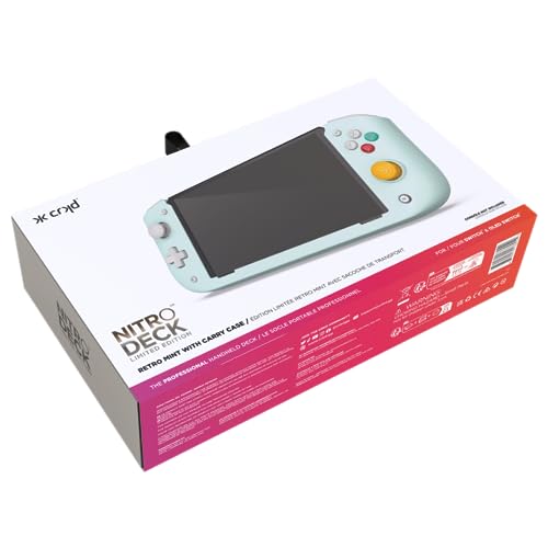 CRKD Nitro Deck Crystal Collection with Carry Case - Professional Handheld Deck with Zero Stick Drift for Nintendo Switch and Switch OLED (Retro Mint - Nostalgia Collection) - color: Retro Mint