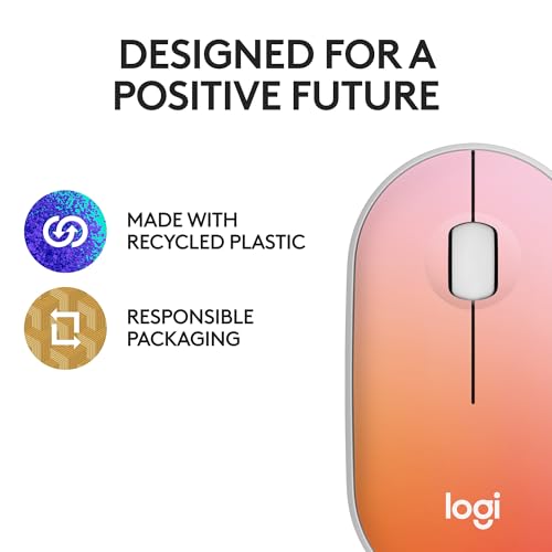 Logitech M340 Compact Ambidextrous Silent Wireless Mouse - Tropical Sunrise | Silent clicks, with 2.4 GHz USB-A Nano Receiver, 3 non-customizable buttons, 18-months battery, Windows Mac Chrome compatible - color: Tropical Sunrise