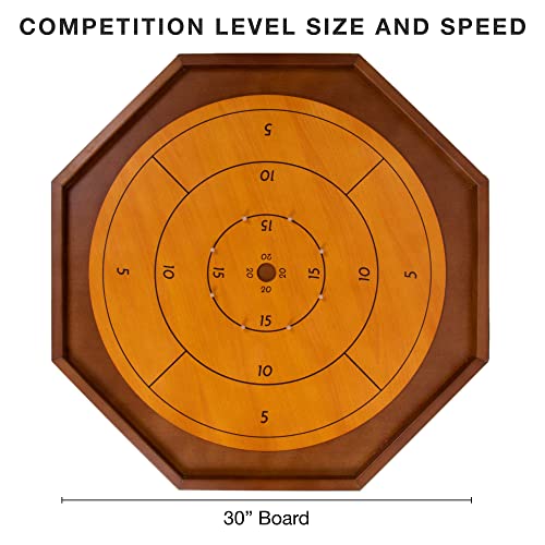 Tournament Crokinole & Checkers | Classic Dexterity Board Game for Two Players | 24 Black & White Discs & Game Board | 30 Inch
