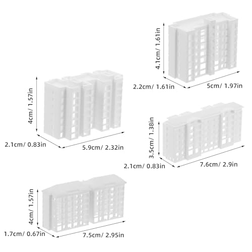 Vaguelly Miniature Apartment Building Model Plastic 4 Pack Set | Plastic construction, lightweight and durable, Easy to install, For architectural models and landscape decoration