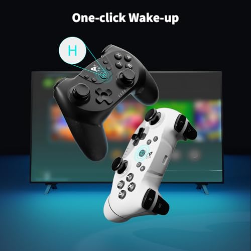 AceGamer Wireless Pro Controller for Nintendo Switch/Lite/OLED/Switch 2/PC, 2 pack, Hall Effect Joystick for Switch 2 Pro Controller with Wake-Up/Dual Vibration/Turbo/Ergonomic ! (Black&White) - color: B&W
