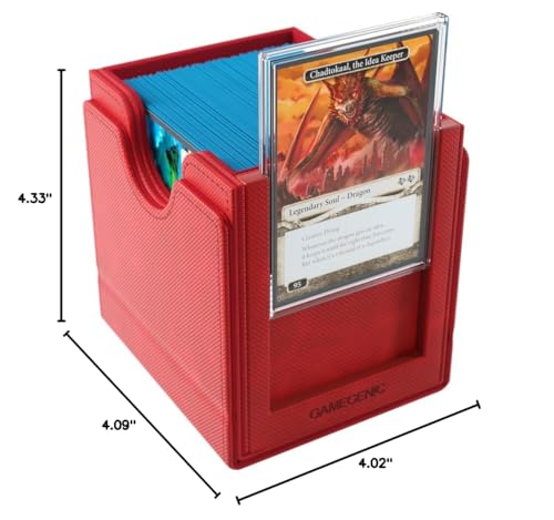 Gamegenic Sidekick Pro 100+ XL Convertible - Premium Deck Box with Secure Card Storage, UV Protected Slide Card Case, Display Top Card, Extra Token Drawer, Magnetic Closure, Red Color, Made - color: Red