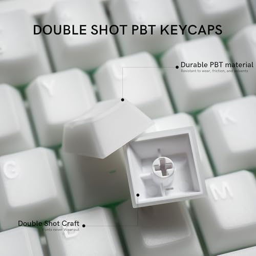 dagaladoo Double Shot PBT keycaps,White Jade, Cherry Profile Keycaps Set | 121-keys Jelly style Custom keycaps full size for 60% 65% 75% 100% Cherry-MX switch Mechanical Keyboard - color: White Jade