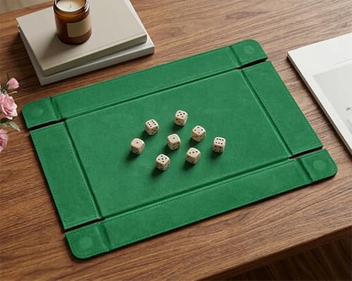 Magnetic Dice Tray for DND Dice Folding Dice Rolling Tray PU Leather Dice Holder for Tabletop RPG Board Games