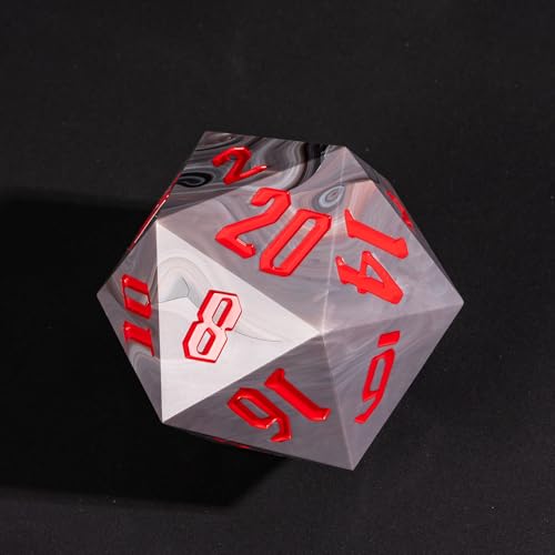 55mm 20 Sided DND Dice, Giant D20 D&D Polyhedral Dice Large D20 with Die Gift Box for D&D,RPG Table Games (Black with White/Red Number) - color: Black With White/Red Number