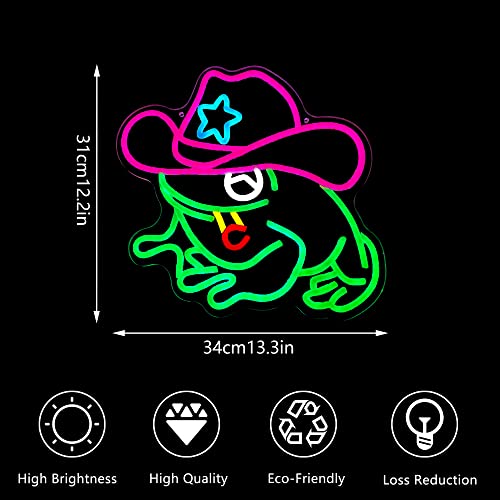 Frog Cowboy Neon Signs,Frog Cowboy Lamp Led Signs Lights Neon Signs for Wall Decor, Adjustable Brightness Night Light Man Cave Game Room Decor, USB Powered for Bedroom Party Bar Wedding Christmas - style: Frog Cowboy