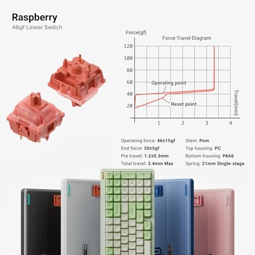 nuphy Halo96 V2 Wireless Keyboard,Gasket Structure,96% Hot Swappable Gaming Keyboard, 99 Kyes RGB Backlit Mechanical Keyboard, Support QMK/VIA,Bluetooth/USB-C/2.4GHz-Black,Raspberry Switches(46gf) - color: Black, size: Raspberry (46gf)