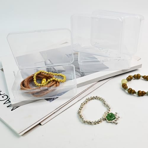 4 Pack Clear Plastic Blank Card Case Snap Button Playing Card Storage Box | Unbreakable compact card holder, suitable for trading cards, business cards and various card collection storage