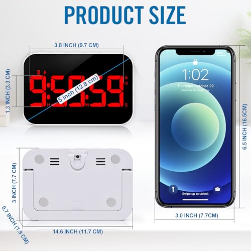 Kitchen Digital RED Timer, Count Down Up, Rechargeable, Vibration Mode Adjustable Volume and Brightness LED Display, Time Management Cook, Desk - color: Red