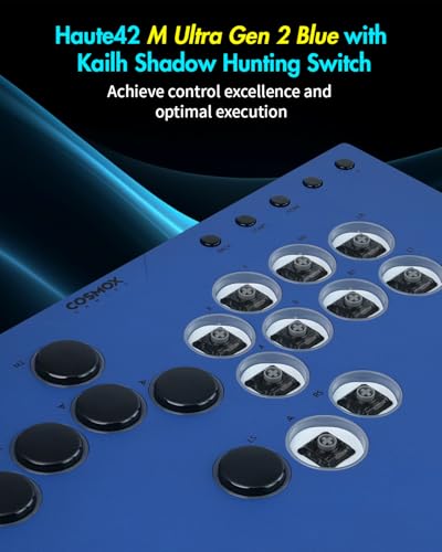 Sehawei Haute42 M ultra Gen2 Blue Arcade Stick,Aluminum All-Button Controller with Cable Security Clasp &Button LED Rings,Arcade Fighting Stick for PC/Ps3/Ps4/Switch/Steam-Supports Hot Swap & SOCD - color: M Ultra Gen2 Blue